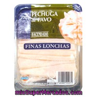 Fiambre Pechuga Pavo Lonchas Finas ***le Recomendamos***, Hacendado, Paquete 200 G