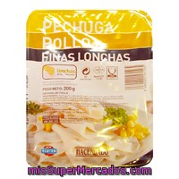 Fiambre Pechuga Pollo Lonchas Finas, Hacendado, Paquete 200 G