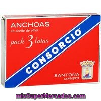 Filete De Anchoa En Aceite De Oliva Consorcio, Pack 3x29 G