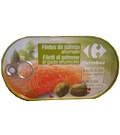 Filetes De Salmón Ahumado En Aceite De Oliva Carrefour 125 G.