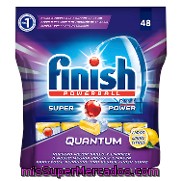 Finish Calgonit Detergente Lavavajillas Super Powel Quantum Limón Bolsa 48 Pastillas