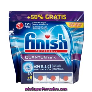 Finish Quantum Max Lavavajillas Powerball Bolsa 18 + 9 Uds