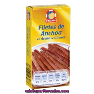 Finister Filetes De Anchoa En Aceite De Girasol Lata 30g Neto Escurrido