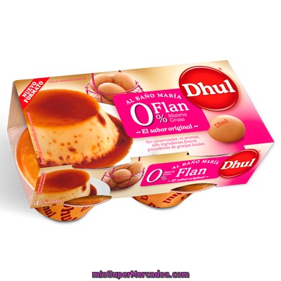 Flan 0% Materia Grasa Dhul Pack 4 Unidades De 100 Gramos