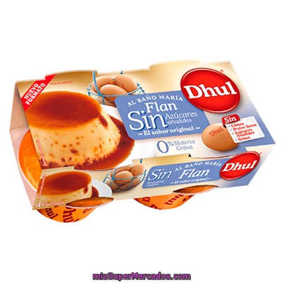 Flan 0% Sin Azucares Añadidos Dhul, Pack 4x100 G
