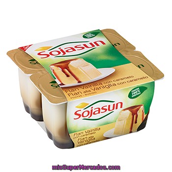 Flan Vainilla Con Caramelo Sojasun Pack De 4x100 G.