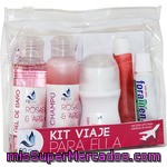 Fq Plus Kit De Viaje Para Ella Con Gel De Baño Rosas Y Argan 60 Ml + Champú 60 Ml + Desodorante Envase 30 Ml + Loción Corporal 10 Ml + Dentífrico 15 Ml + Cepillo De Dientes + 1 Toallita 2ml