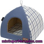 Fred&rita Igloo Para Gatos Color Azul Y Cuadros Medidas 40x40x35 Cm 1 Unidad