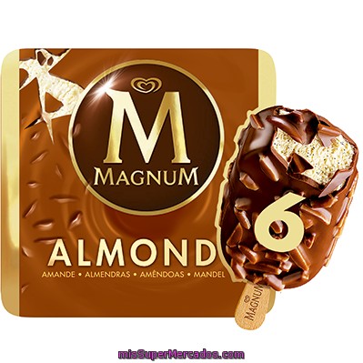 Frigo Magnum Helado De Chocolate Con Leche Y Almendras 6 Unidades Estuche 660 Ml