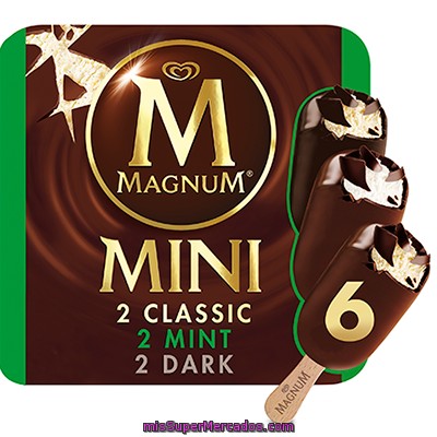 Frigo Magnum Mini Helado Surtidos Classic, Dark Y Mint 6 Unidades Estuche 360 Ml