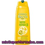 Fructis Champú Fortificante Nutri Repair 3 Con Oliva Aguacate Y Karité Frasco 300 Ml Para Cabello Seco O Dañado