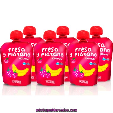 Fruta Bolsillo Fresa Y Platano 100% Fruta (color Rojo) A Partir 12 Meses ***pack Ahorro***, Hacendado, Pack 6 X 90 G - 540 G