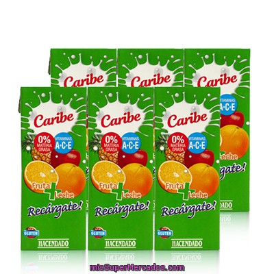 Frutas+leche Caribe (brick Verde), Hacendado, Minibrick 6 X 200 Cc - 1200 Cc