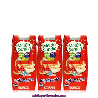 Frutas+leche Melon Sandia, Hacendado, Minibrick 3 X 330 Cc - 990 Cc