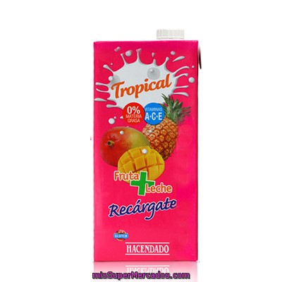Frutas+leche Tropical (brick Rosa), Hacendado, Brick 1 L