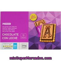 Galleta Con Tableta De Chocolate Con Leche Eroski, Paquete 250
