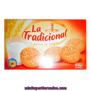 Galleta Maria Tradicional (69 % Cereal), Hacendado, Paquete 4 Tubos - 800 G