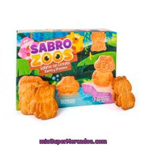 Galleta Sabrozoos (galleta Forma De Animales Con Cereales) *vuelta Al Cole*, Hacendado, Caja 12 Bolsitas - 316 G