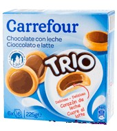 Galletas Trio Rellena De Leche Carrefour 225 G.