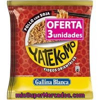 Gallina Blanca Yatekomo Fideos Orientales Pollo Con Soja Pack 3 Unidades Sobre 237 G