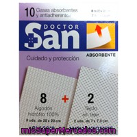 Gasas Compresas (8 Clasicas - 2 Antiadherentes), Doctor San, Caja 10 U