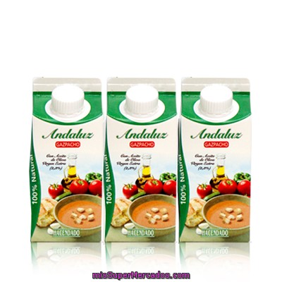 Gazpacho Andaluz (brick Verde), Hacendado, Brick 3 X 330 Cc - 990 Cc