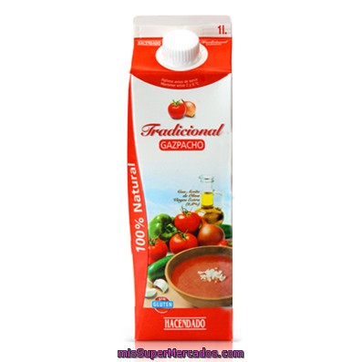 Gazpacho Tradicional (brick Rojo), Hacendado, Brick 2 X 1 L - 2 L