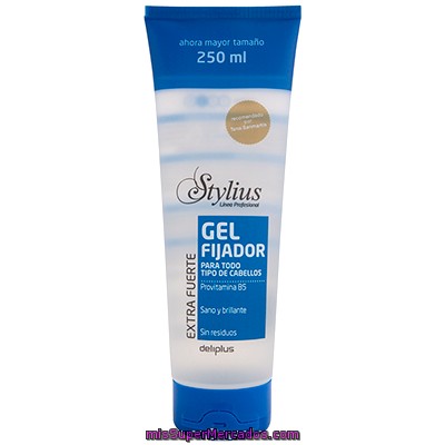 Gel Cabello Fijacion Extra Fuerte Stylius, Deliplus, Tubo 250 Cc