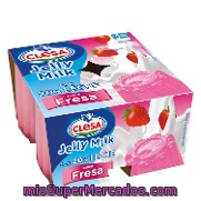 Gelatina Con Leche Sabor Fresa Clesa 4 X 90 Ml.