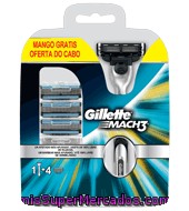 Gillette Mach3 Maquinilla De Afeitar + 3 Recambios Blister 1 Ud