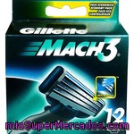 Gillette Mach3 Recambio De Maquinilla De Afeitar Estuche 12 Unidades