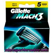 Gillette Mach3 Recambio De Maquinilla De Afeitar Estuche 5 Unidades
