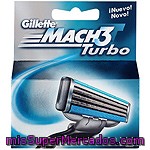 Gillette Mach3 Turbo Recambio De Maquinilla De Afeitar Estuche 5 Unidades