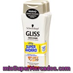 Gliss Champú Reparación Total Con Keratina Líquida Pack 2 Frasco 250 Ml