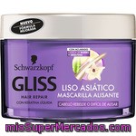 Gliss Hair Repair Liso Asiático Mascarilla Alisante Con Keratina Líquida Para Cabello Rebelde Tarro 200 Ml
