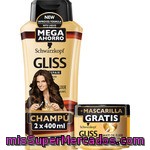 Gliss Pack Ultimate Oil Elixir Con Champú Pack 2 Frasco 400 Ml + Mascarilla Restructurante Para Cabello Castigado