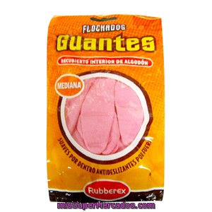 Guantes flocado rosa talla mediana, rubberex, u, precio actualizado en todos los