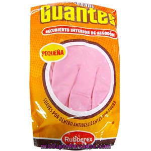 Guantes Flocado Rosa Talla Pequeña, Rubberex, Paquete 2 U