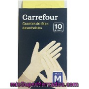 Guantes látex desechables con polvo talla mediana pack 10 unidades carrefour 1 ud., precio en todos los supers