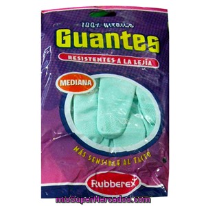 Guantes Resistente Lejia Verdes Talla Mediana, Rubberex, Paquete 2 U