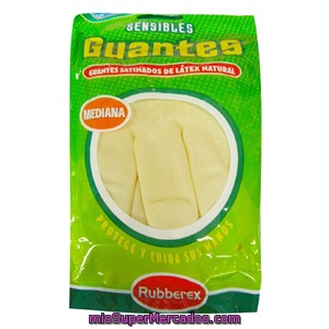 Guantes Sensible Color Carne Talla Mediana, Rubberex, Paquete 2 U