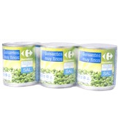 Guisantes Muy Finos Bajo Contenido En Sal Carrefour Pack 3x140 G.