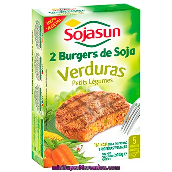 Hamburguesa Verduras Sojasun 2 Unidades De 100 Gramos