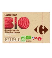 Hamburguesas Vacuno 15% Mg Carrefour Bio Pack De 4x100 G.