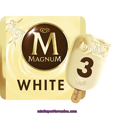 Helado Bombón De Vainilla Recubierto De Chocolate Blanco Magnum De Frigo Pack De 3 Unidades De 110 Mililitros