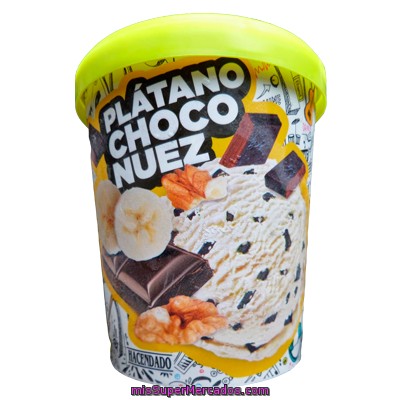 Helado Bote Platano Chocolate Y Nuez, Hacendado, Bote 500 Cc