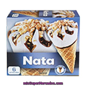 Helado Cono Nata Con Punta Chocolate Con Leche, Hacendado, Caja 6 U - 720 Cc