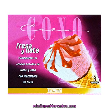 Helado Cono Nata Fresa, Hacendado, Caja 6 U - 720 Cc