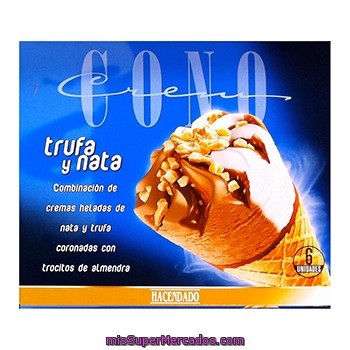 Helado Cono Nata Trufa, Hacendado, Caja 6 U - 720 Cc