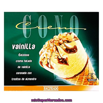 Helado Cono Vainilla, Hacendado, Caja 6 U - 720 Cc